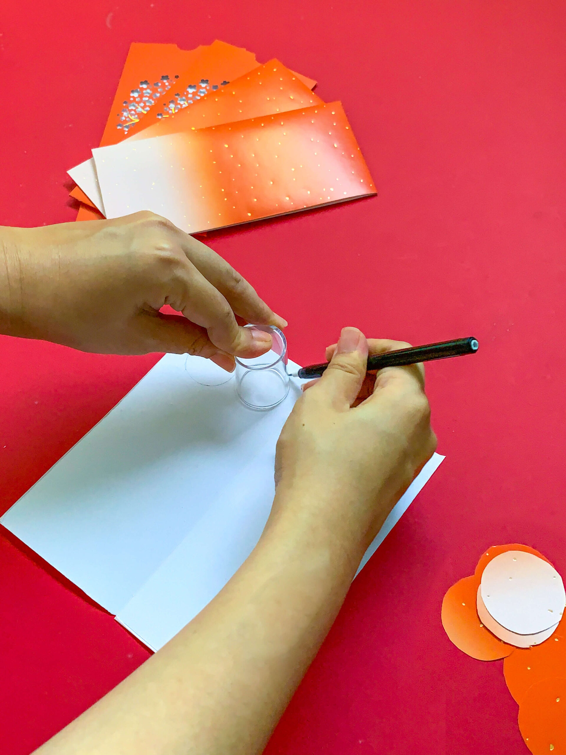 Pineapple Tart CNY DIY Craft - Tracing on Reused Ang Pows Paper Money Envelopes